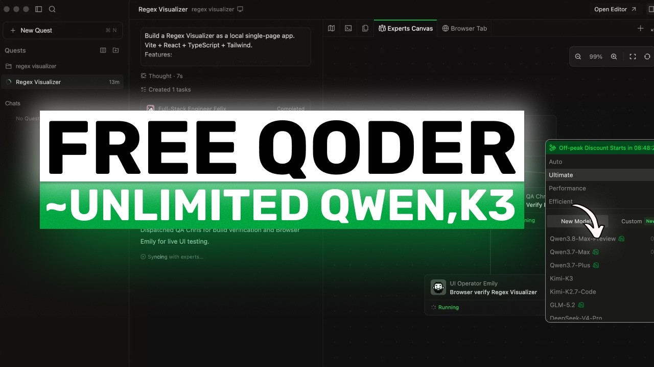 Qoder Free Tier + Unlimited Qwen 3.8 Max, Kimi K3 & Ultra Model: IT LASTS 14 DAYS but it is WORTH IT