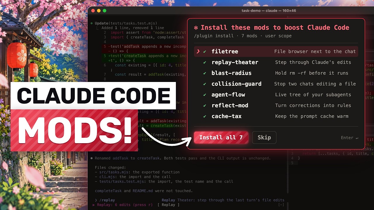 These Claude Code Mods Are ACTUALLY Useful: Filetree, Replay Theater, Blast Radius & More